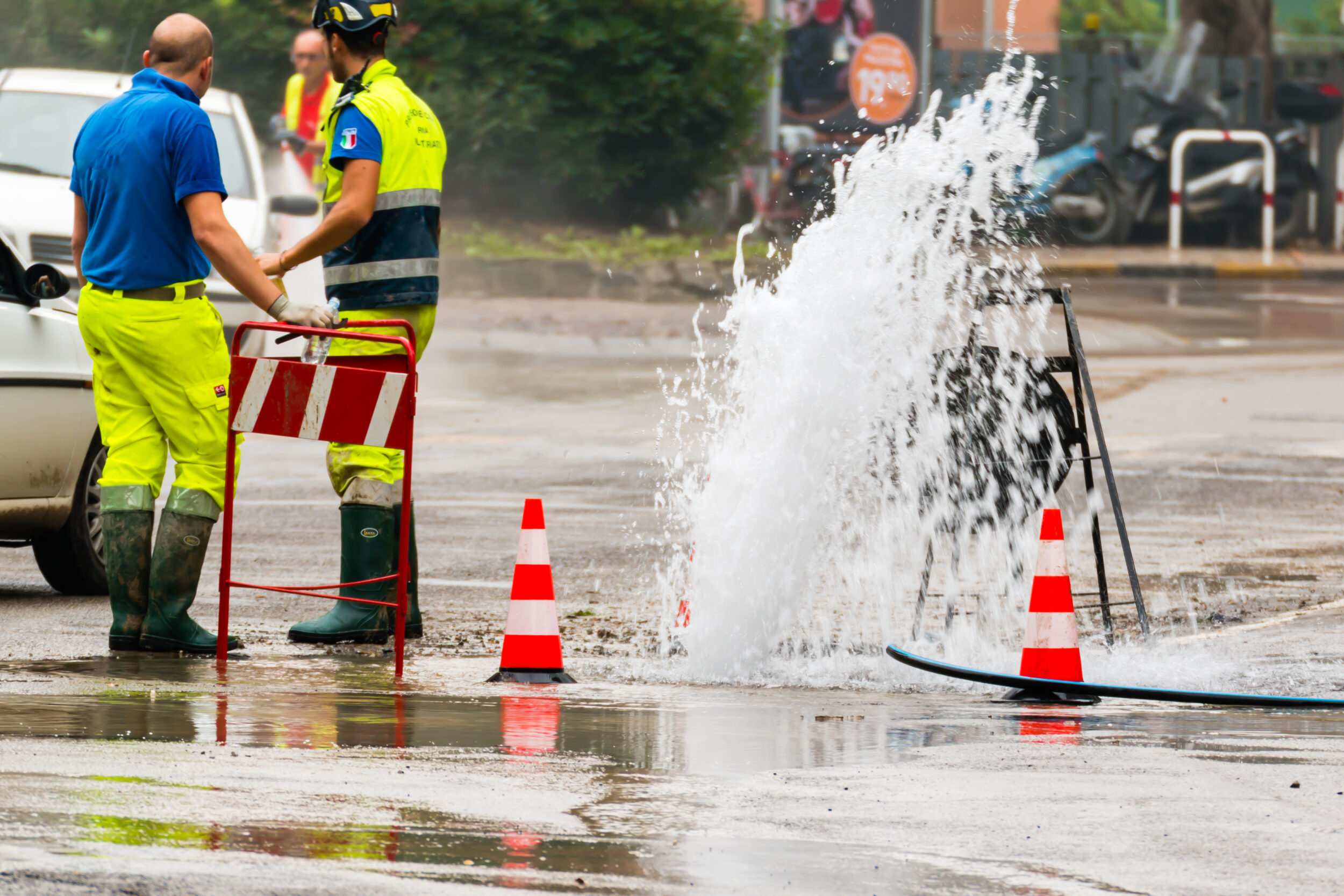 Intervention sur fuite du réseau d'eau potable